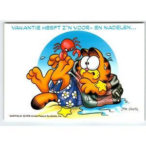 Vintage 1978 Garfield Postcard Jim Davis Dutch Vacation Cartoon (6x4)